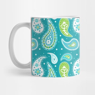 Lime Teal Paisley Pattern Mug